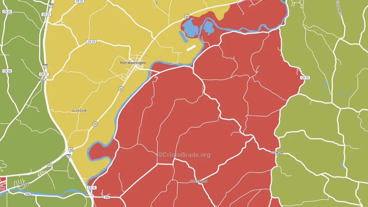 Port Washington, OH Map of Theft Rates