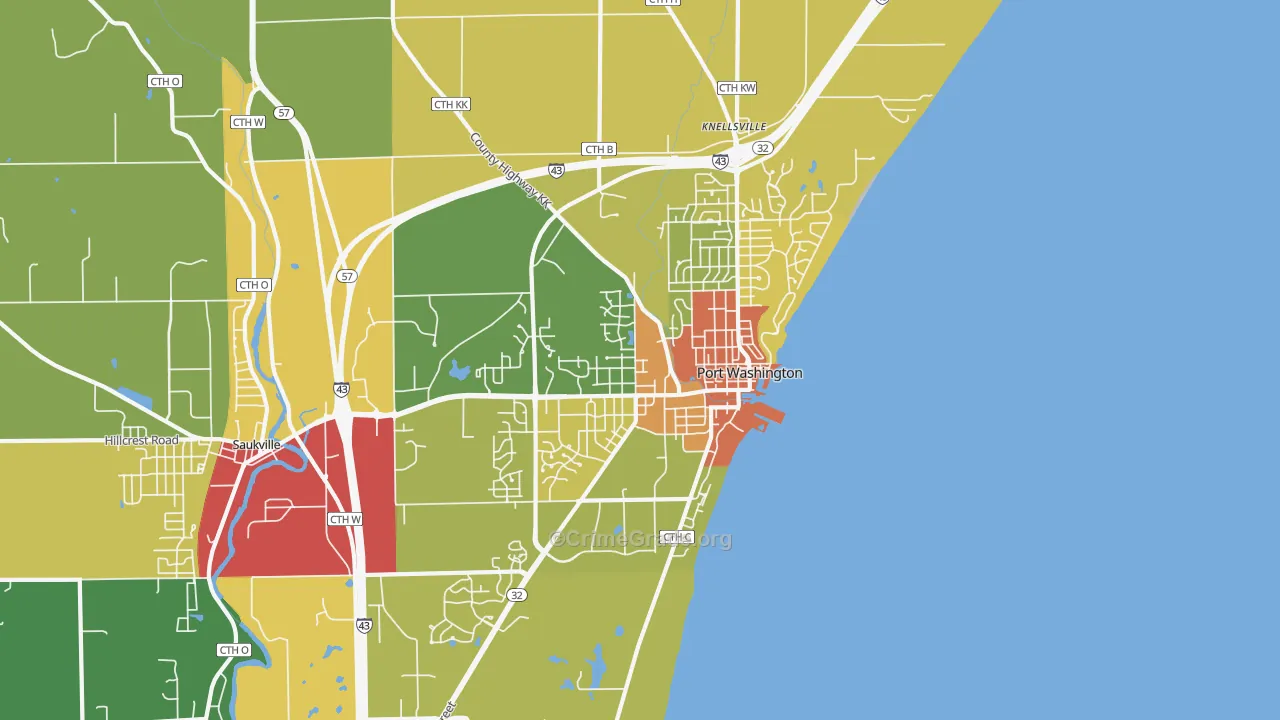 Port Washington, WI Map of Theft Rates