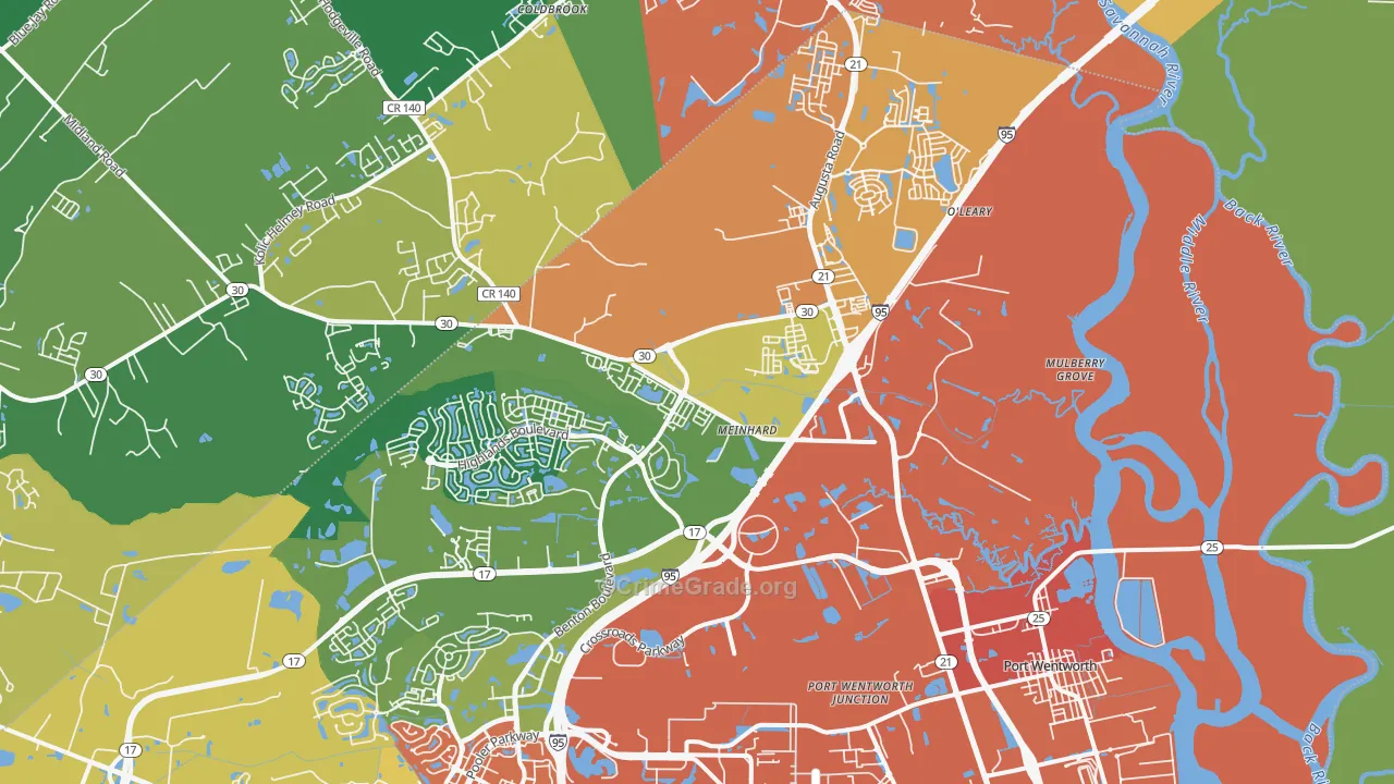 Port Wentworth, GA Map of Theft Rates