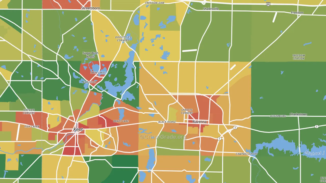Portage County, OH Map of Theft Rates
