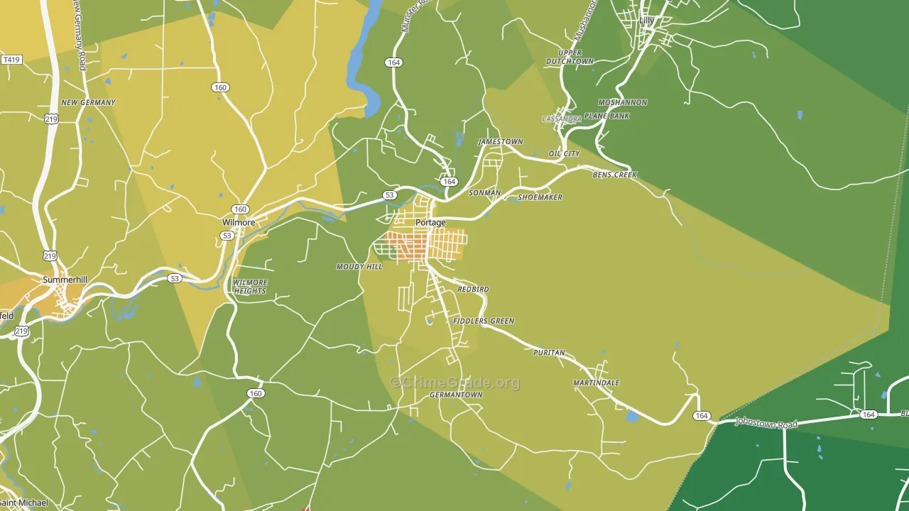 Portage, PA Map of Theft Rates