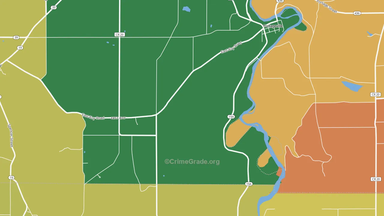 Portageville, NY Map of Theft Rates