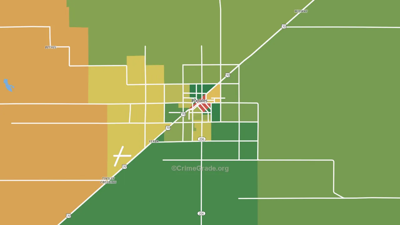Portales, NM Map of Theft Rates