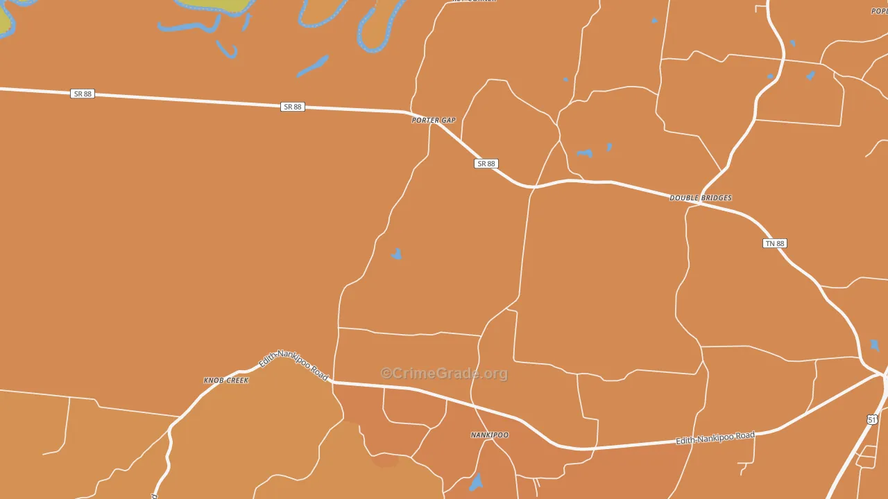Porter Gap, TN Map of Theft Rates