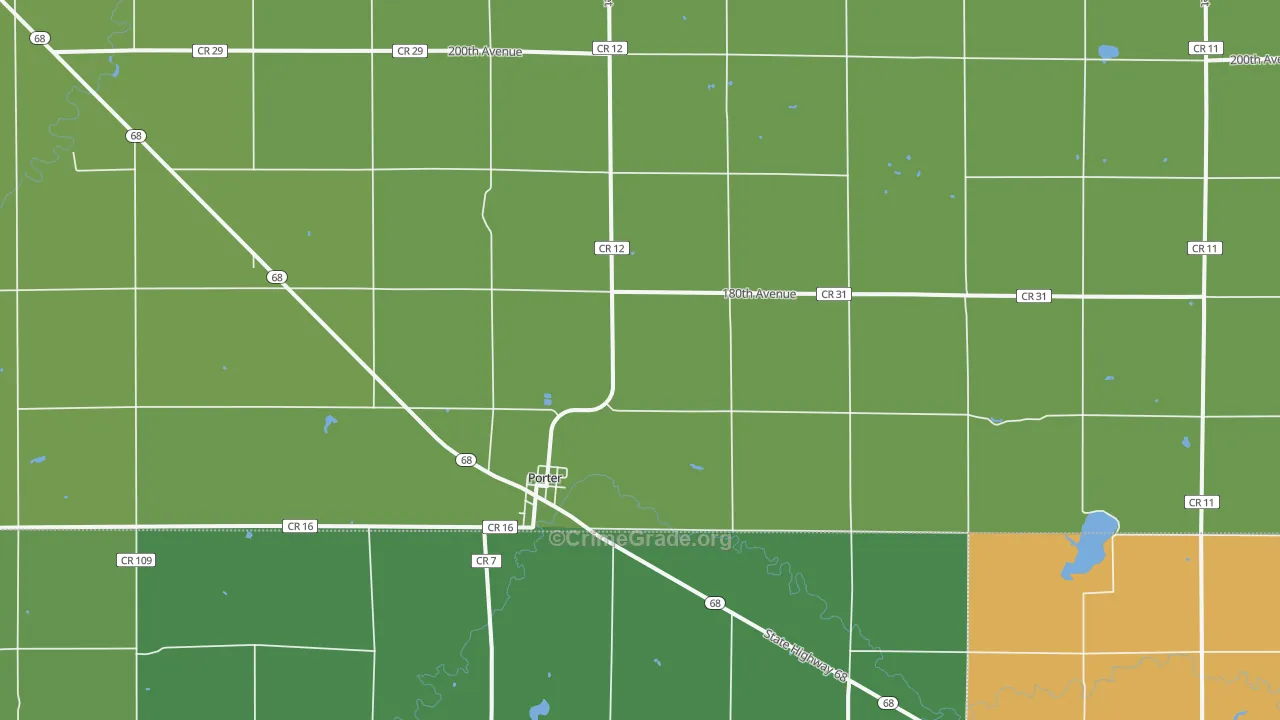 Porter, MN Map of Theft Rates