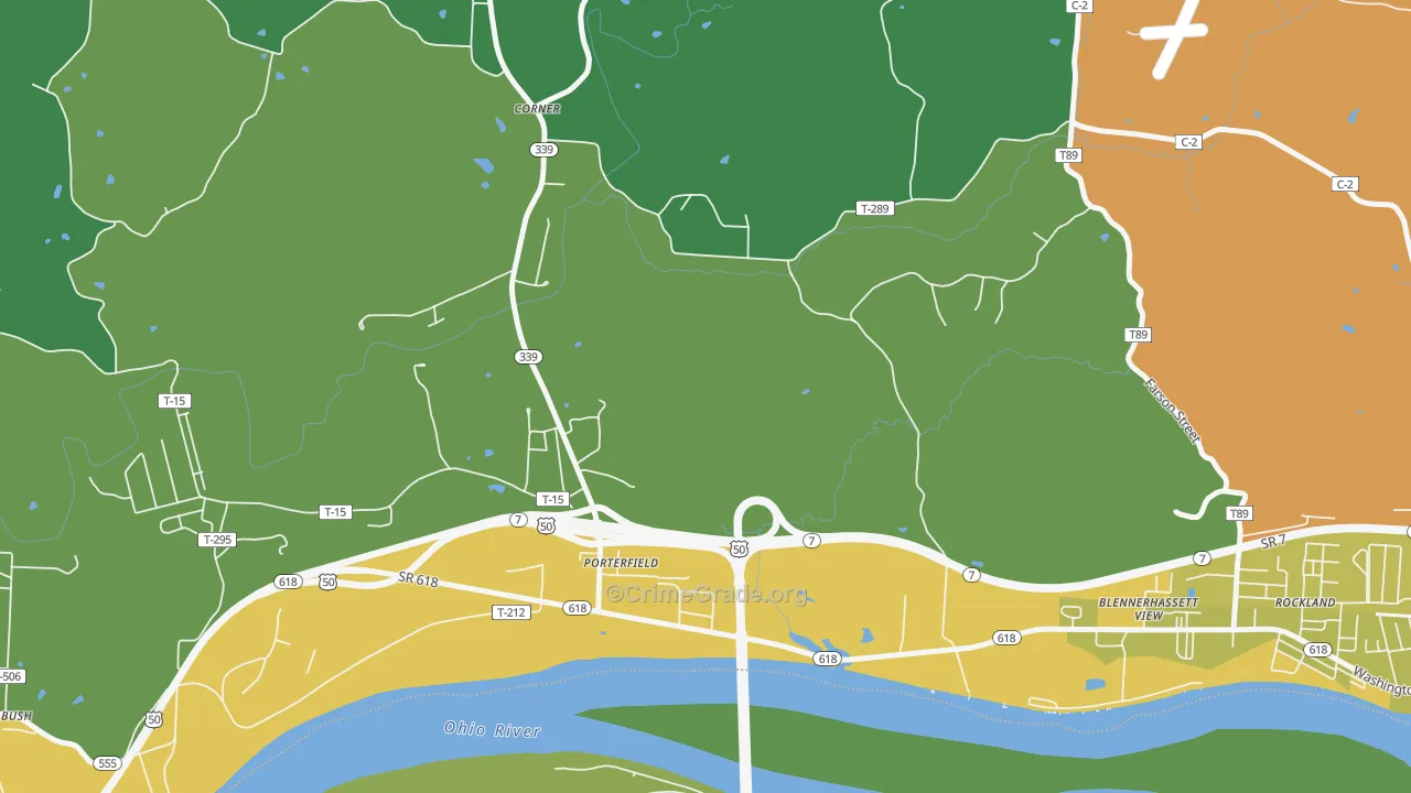 Porterfield, OH Map of Theft Rates