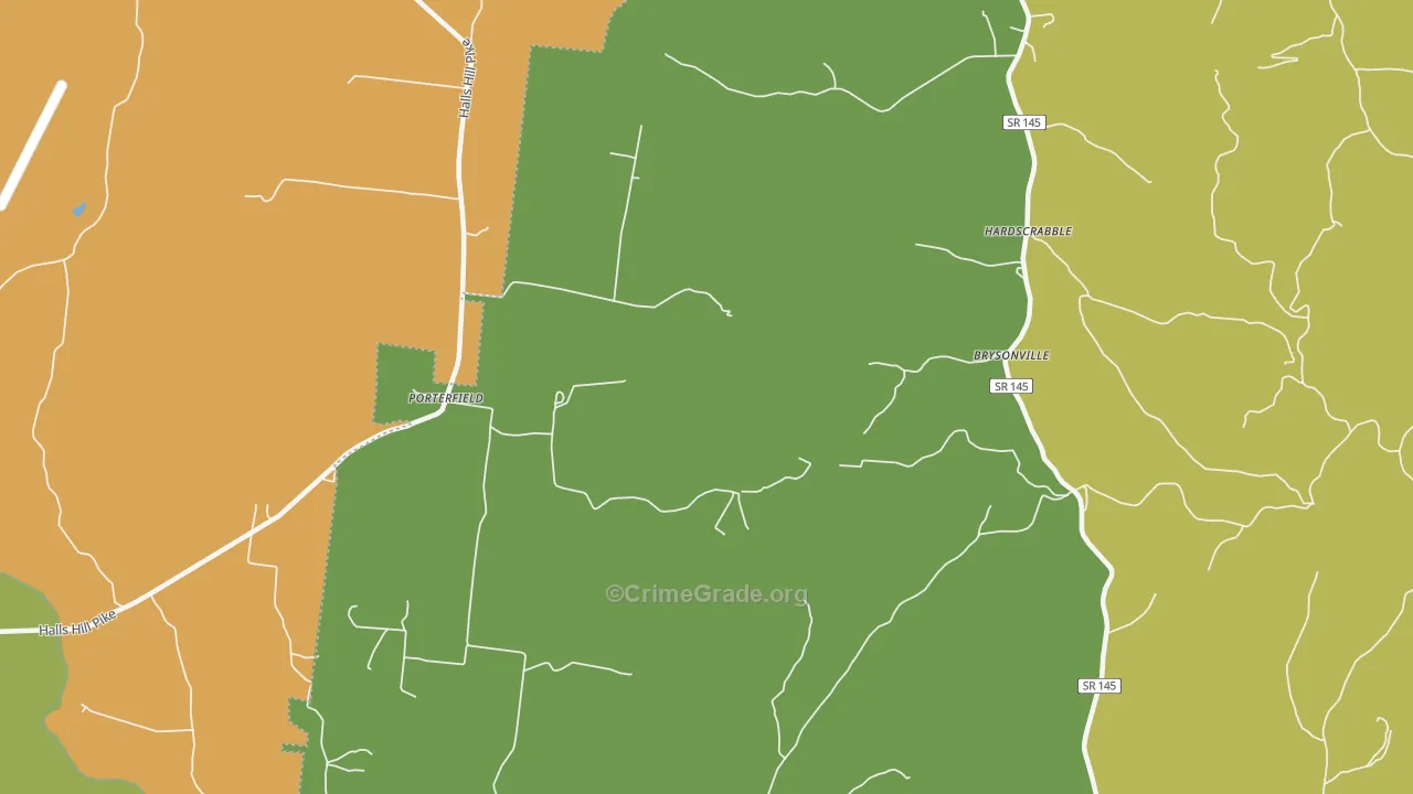 Porterfield, TN Map of Theft Rates