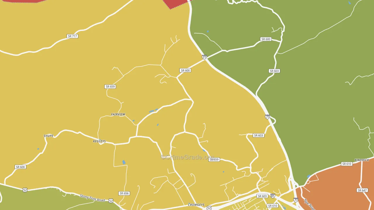 Porters Crossroads, VA Map of Theft Rates