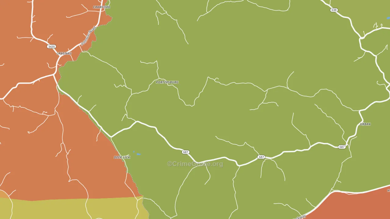 Portersburg, KY Map of Theft Rates
