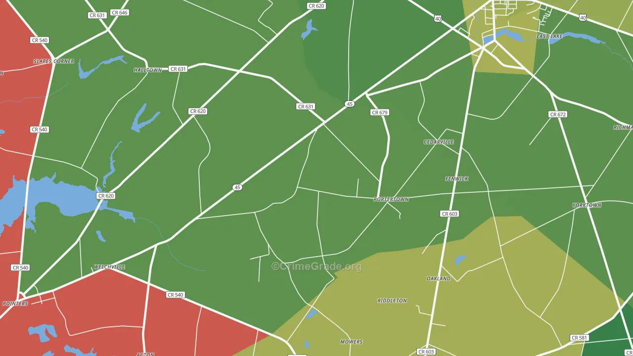 Portertown, NJ Map of Theft Rates