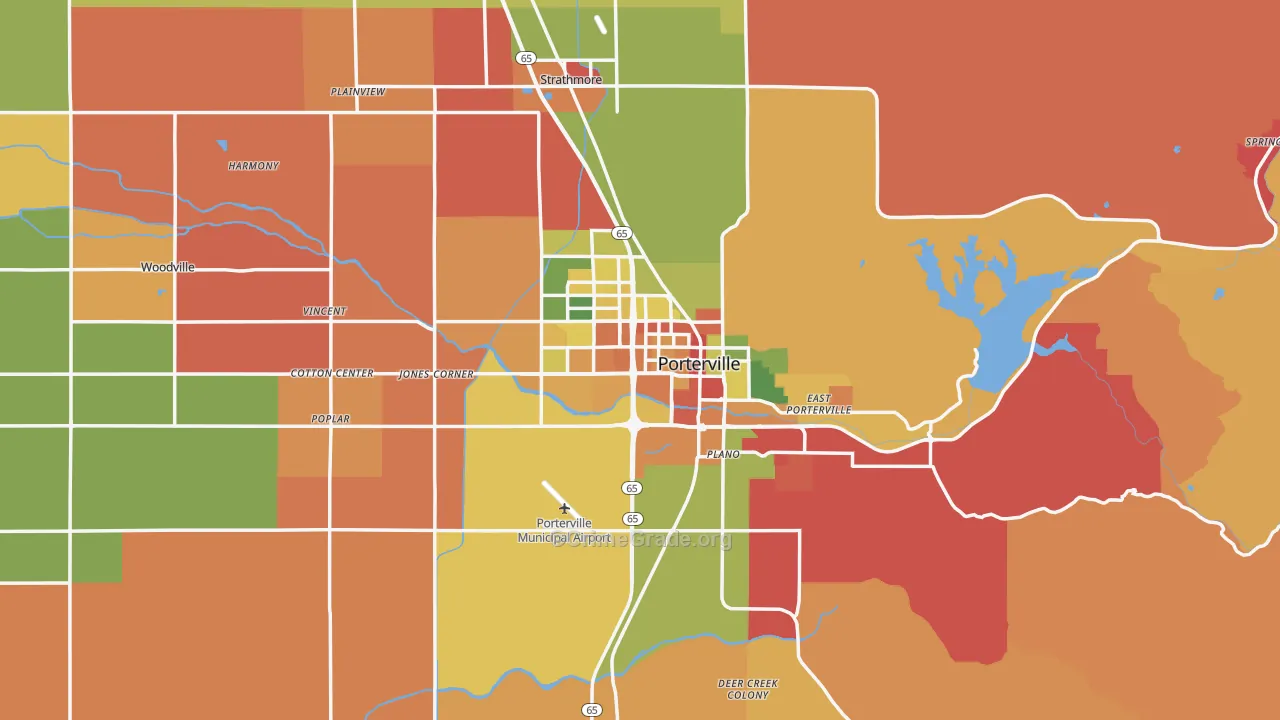 Porterville, CA Map of Theft Rates