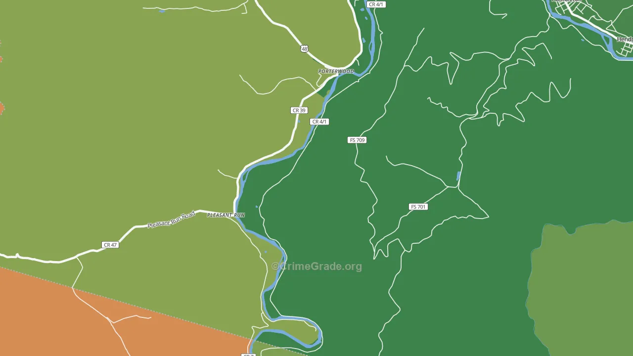 Porterwood, WV Map of Theft Rates