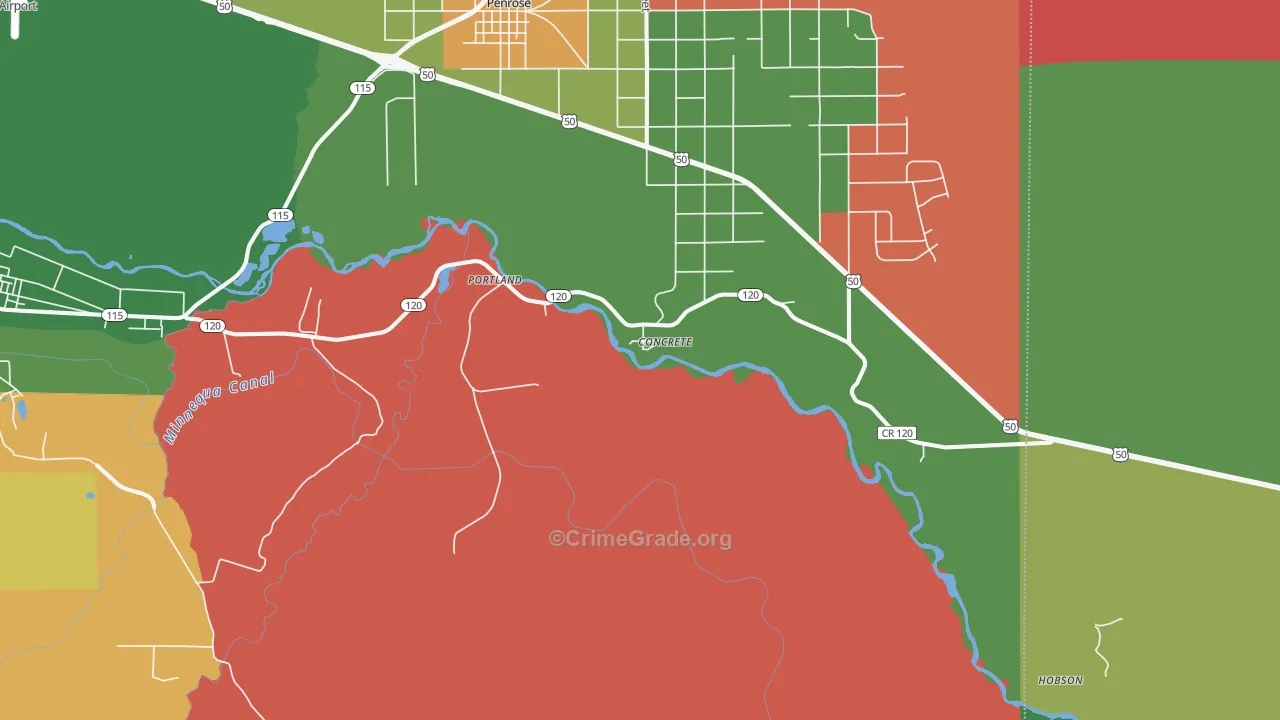 Portland, CO Map of Theft Rates