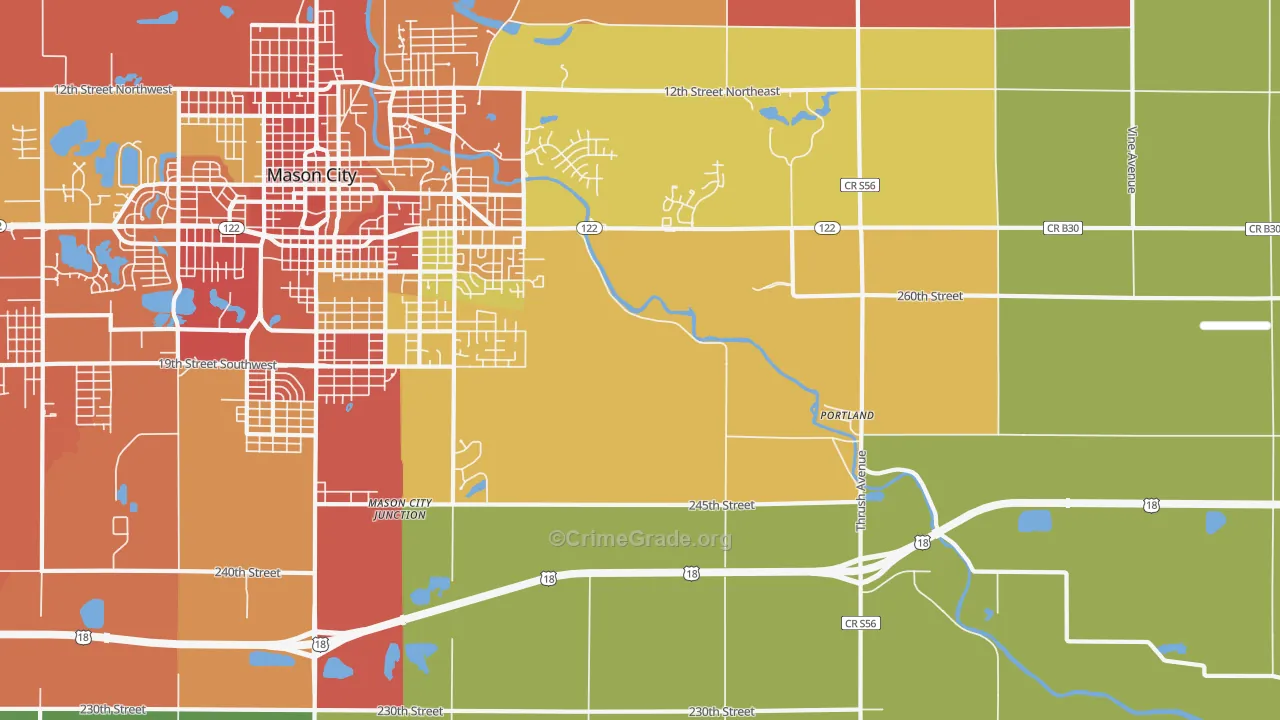 Portland, IA Map of Theft Rates