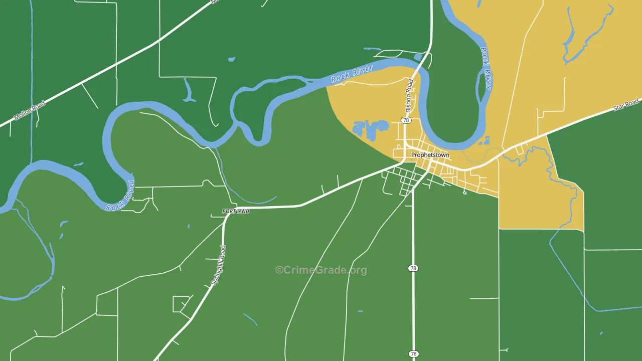 Portland, IL Map of Theft Rates
