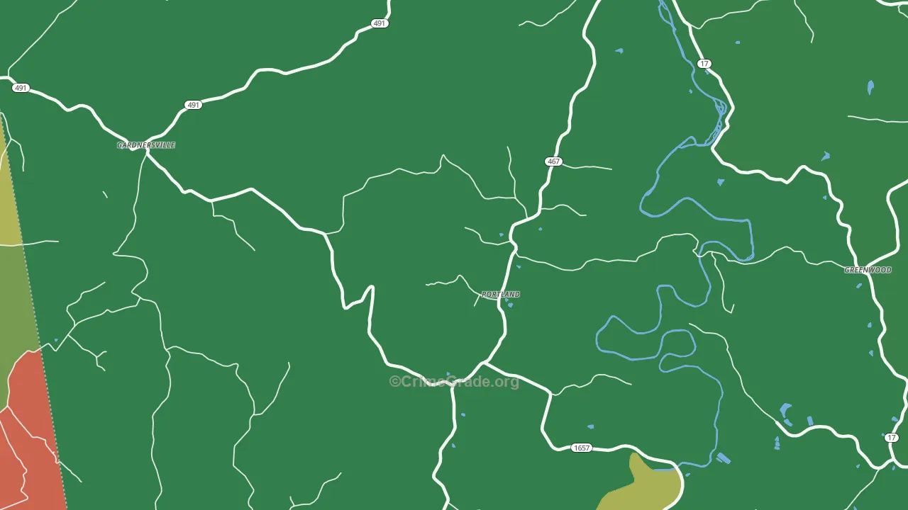 Portland, KY Map of Theft Rates