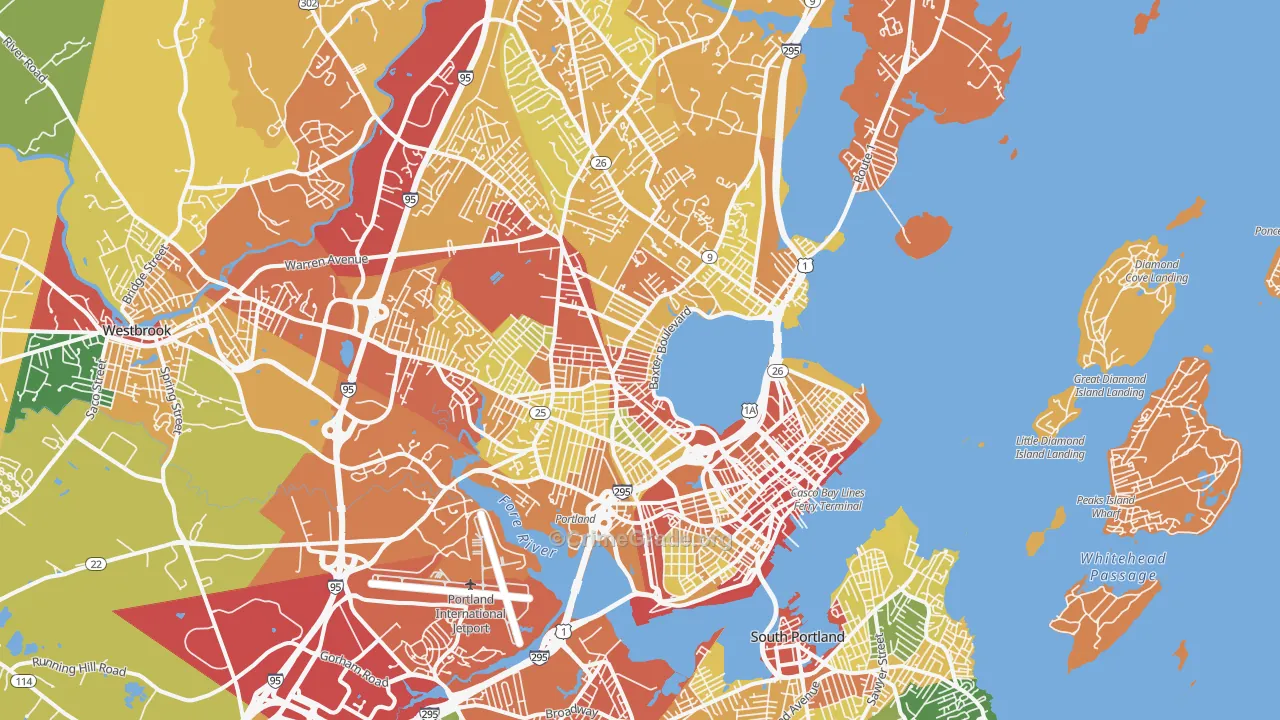 Portland, ME Map of Theft Rates