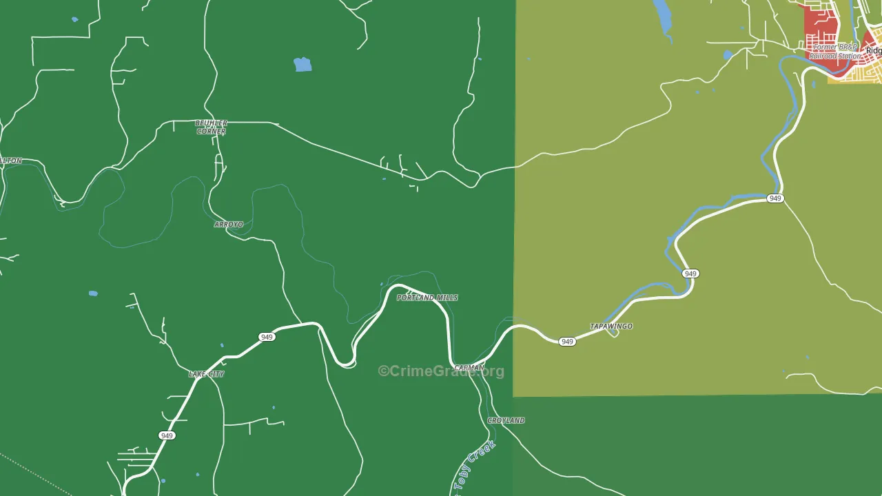 Portland Mills, PA Map of Theft Rates