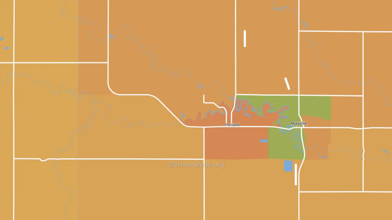 Portland, ND Map of Theft Rates