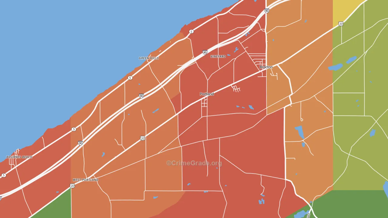 Portland, NY Map of Theft Rates