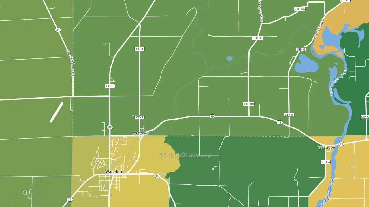 Portland, WI Map of Theft Rates