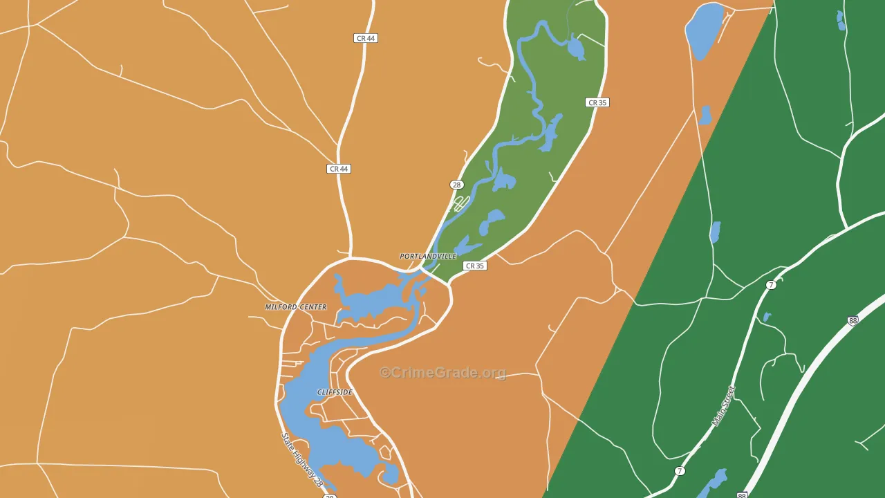 Portlandville, NY Map of Theft Rates