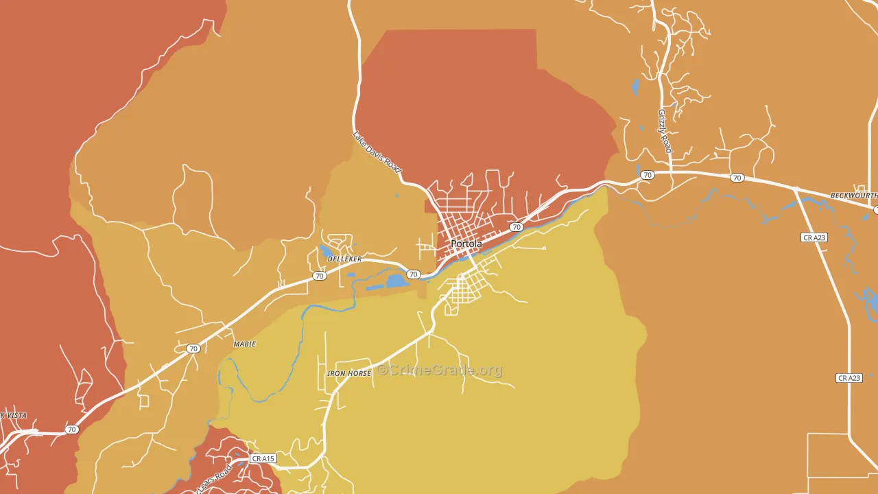 Portola, CA Map of Theft Rates