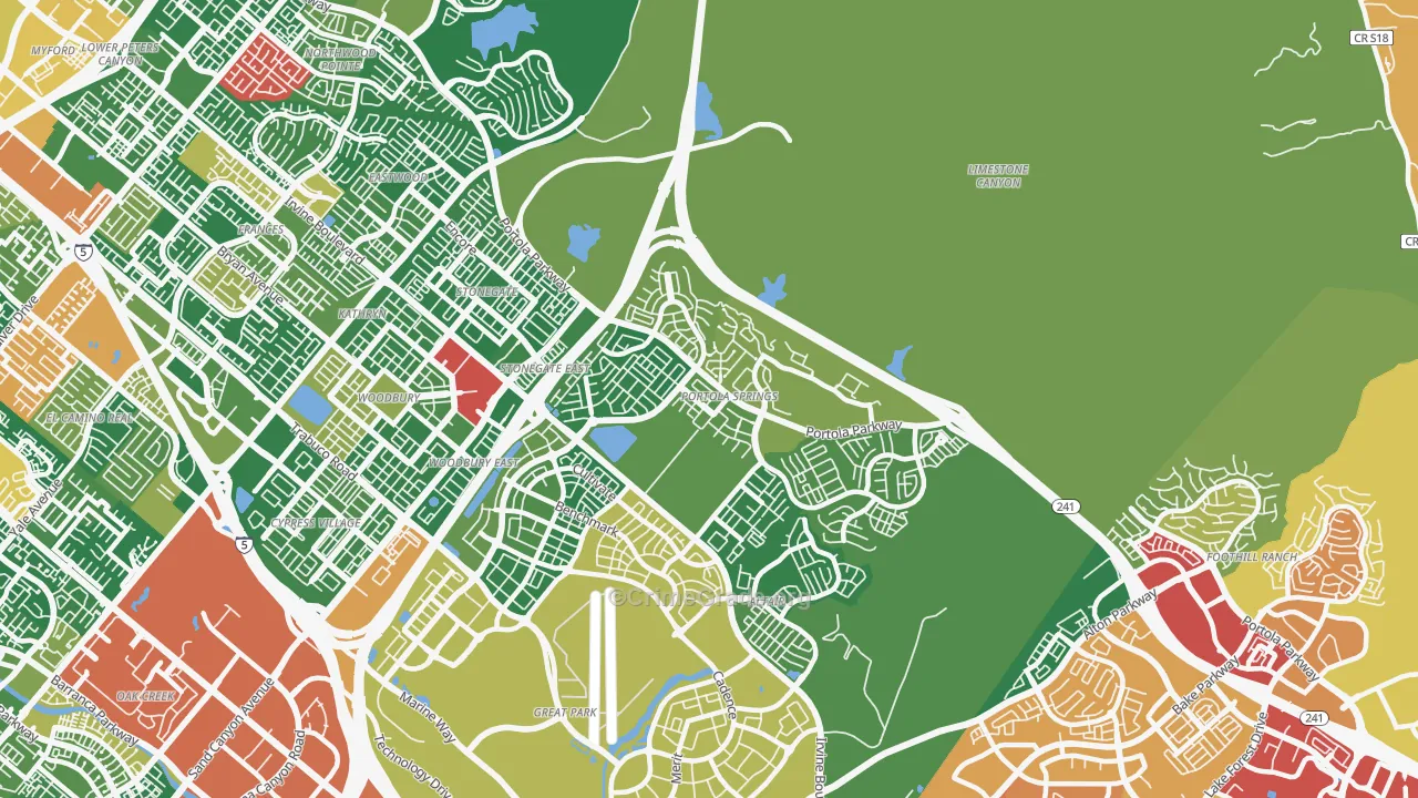 Portola Springs, Irvine, CA Map of Theft Rates