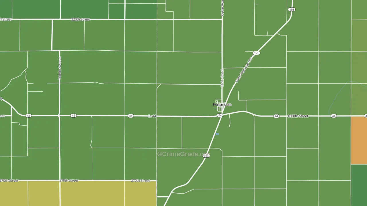 Portsmouth, IA Map of Theft Rates