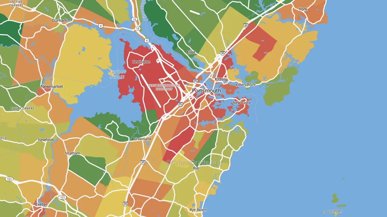 Portsmouth, NH Map of Theft Rates