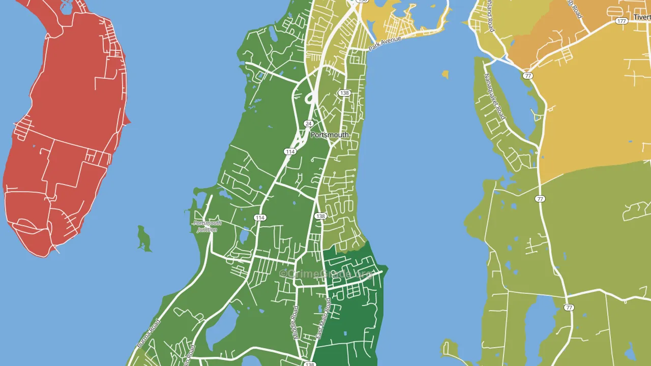 Portsmouth, RI Map of Theft Rates