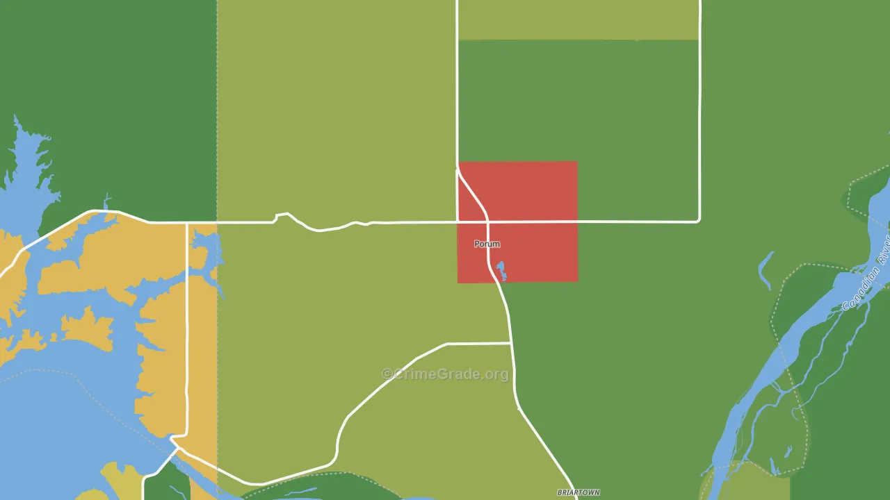 Porum, OK Map of Theft Rates
