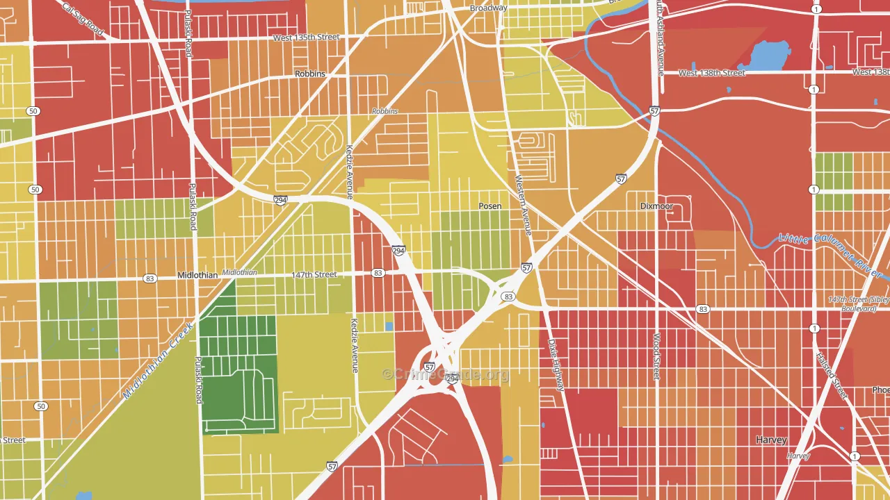 Posen, IL Map of Theft Rates