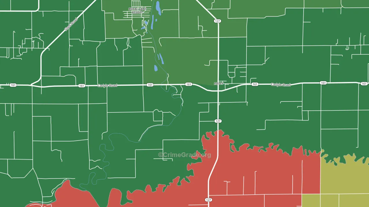 Posey, IL Map of Theft Rates