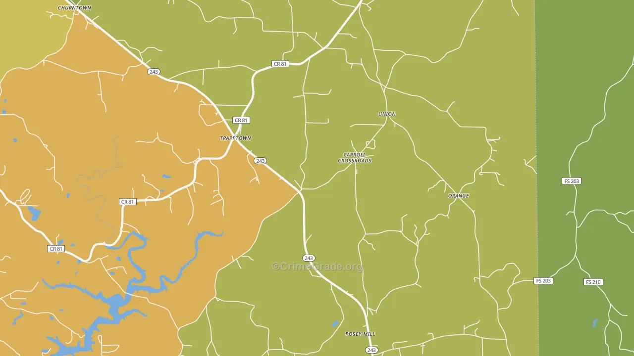 Posey Mill, AL Map of Theft Rates
