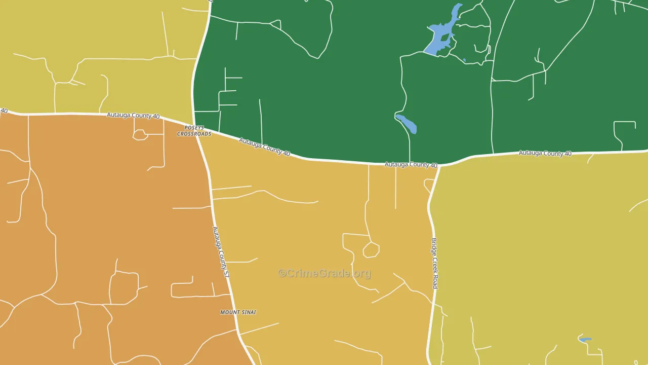 Poseys Crossroads, AL Map of Theft Rates