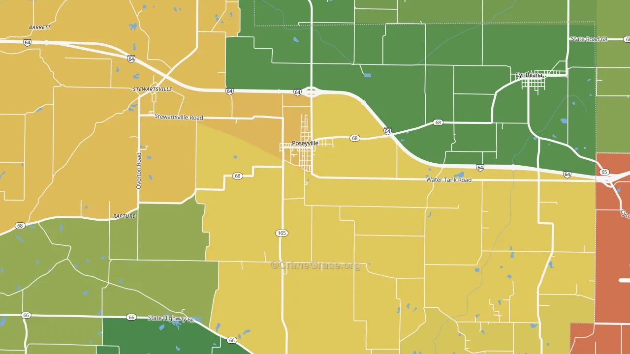 Poseyville, IN Map of Theft Rates
