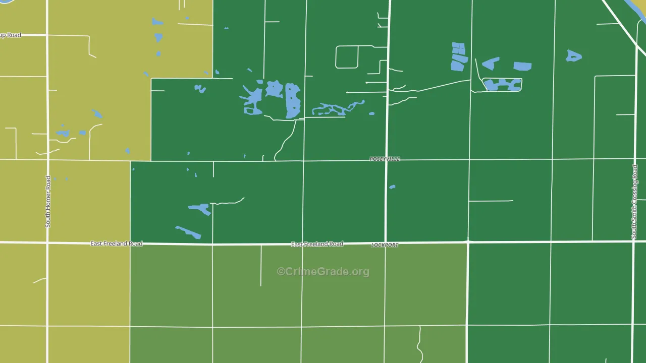 Poseyville, MI Map of Theft Rates