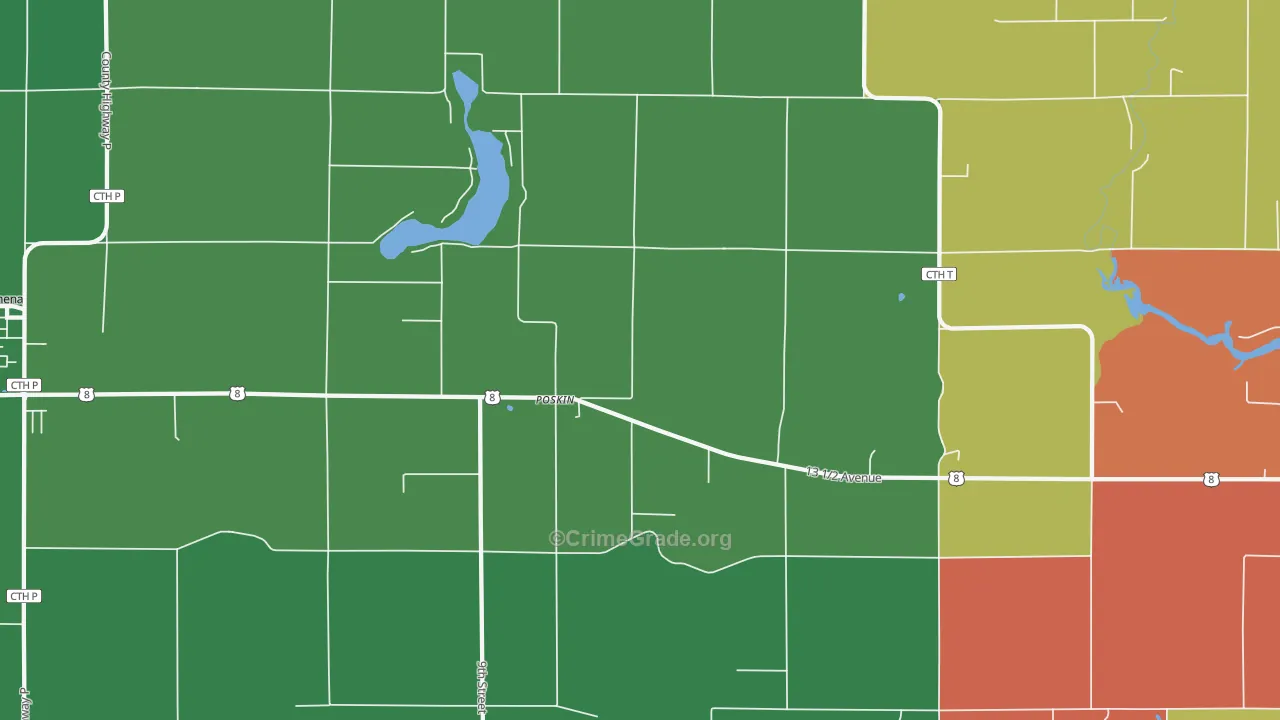 Poskin, WI Map of Theft Rates