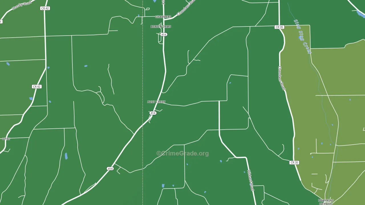 Post Creek, NY Map of Theft Rates