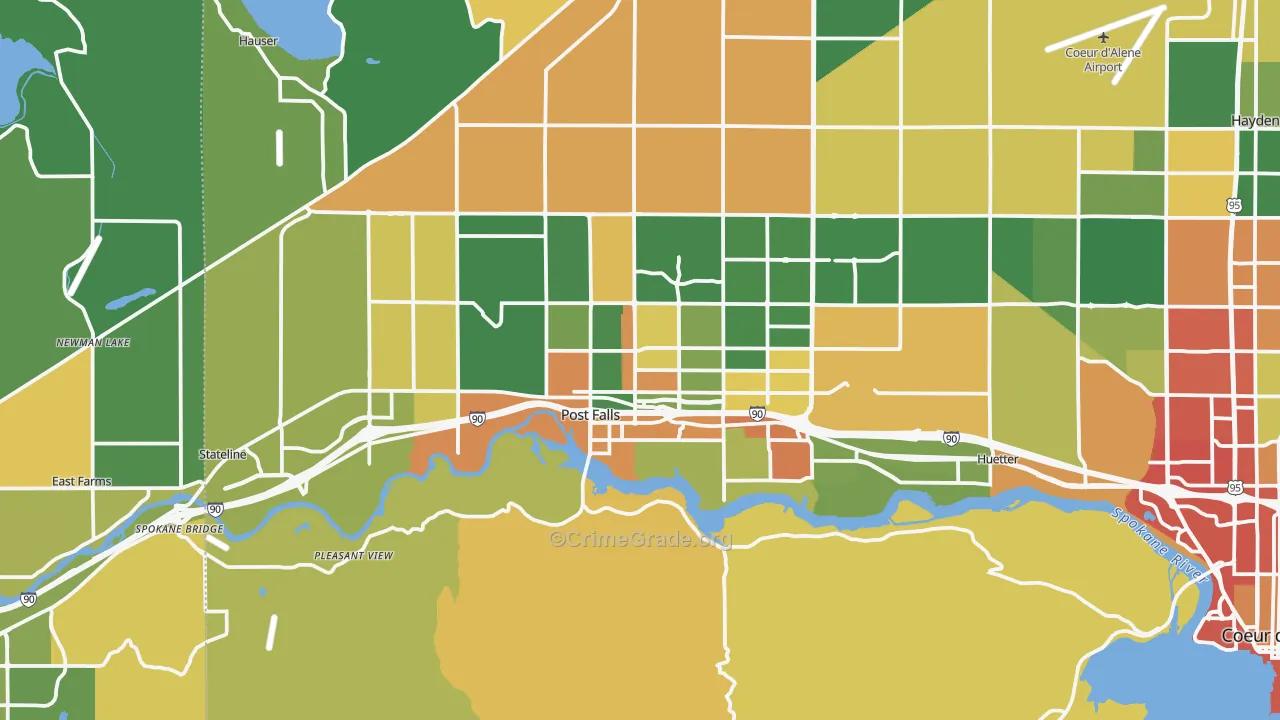 Post Falls, ID Map of Theft Rates