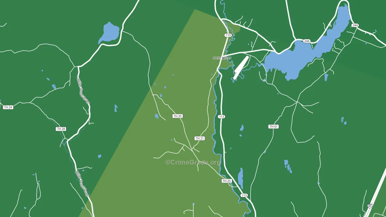 Post Mills, VT Map of Theft Rates