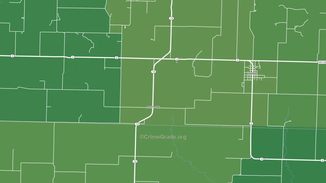 Post Oak, MO Map of Theft Rates
