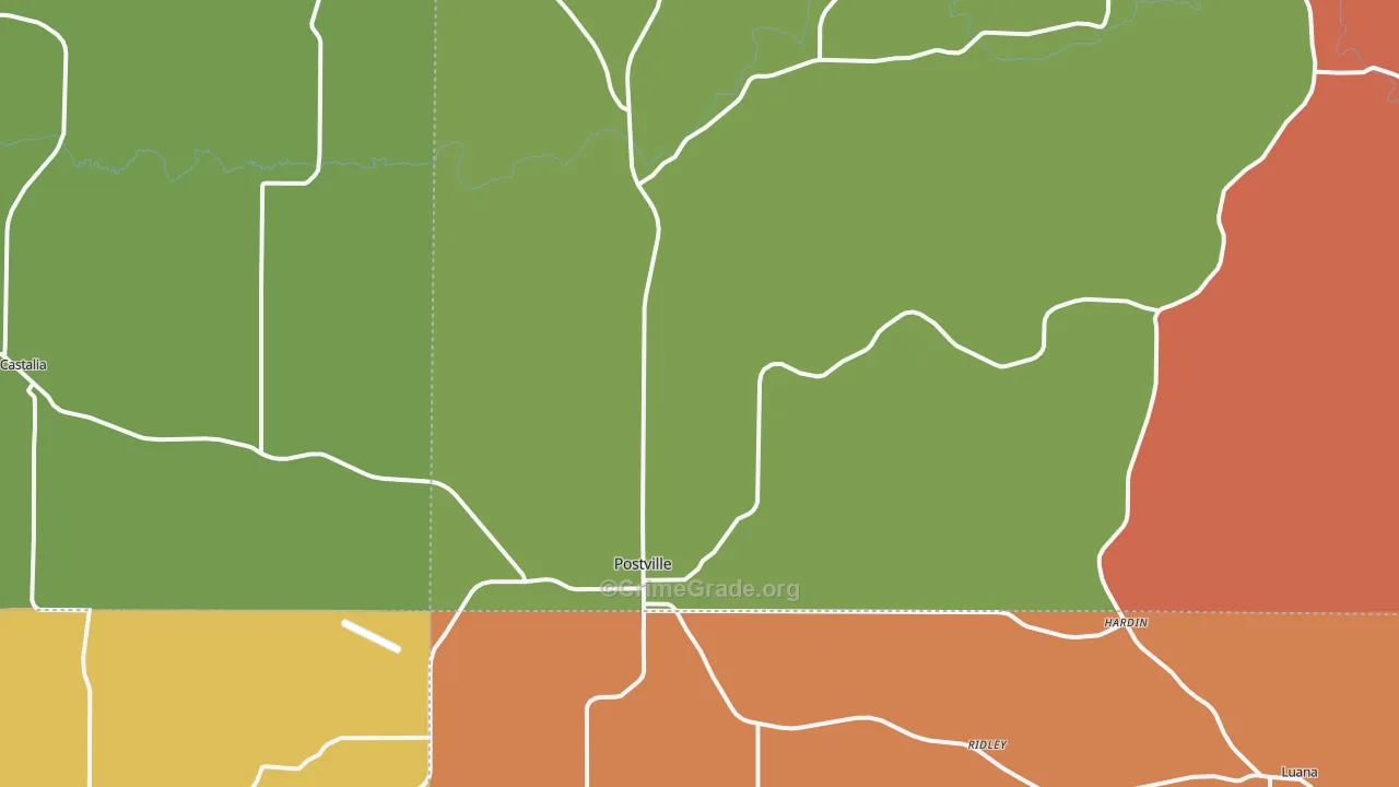 Postville, IA Map of Theft Rates