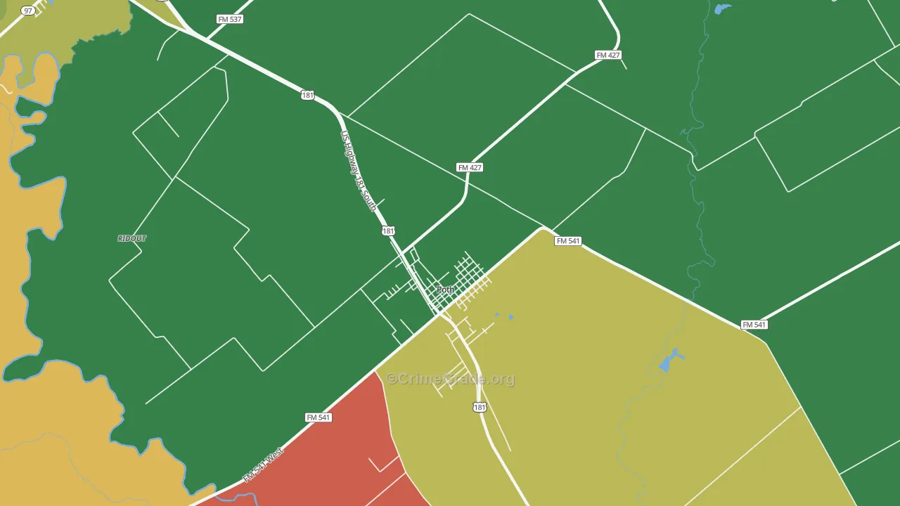 Poth, TX Map of Theft Rates