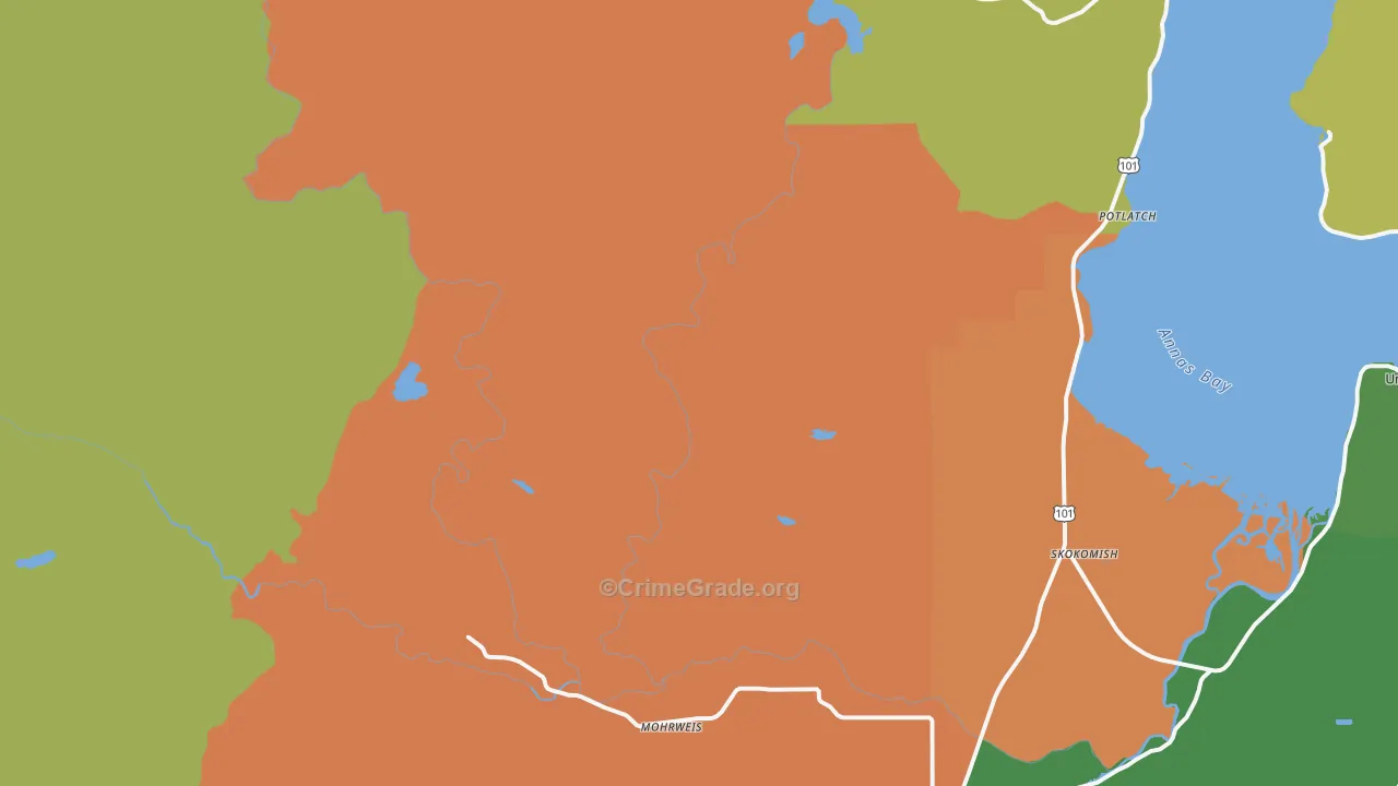 Potlatch, WA Map of Theft Rates