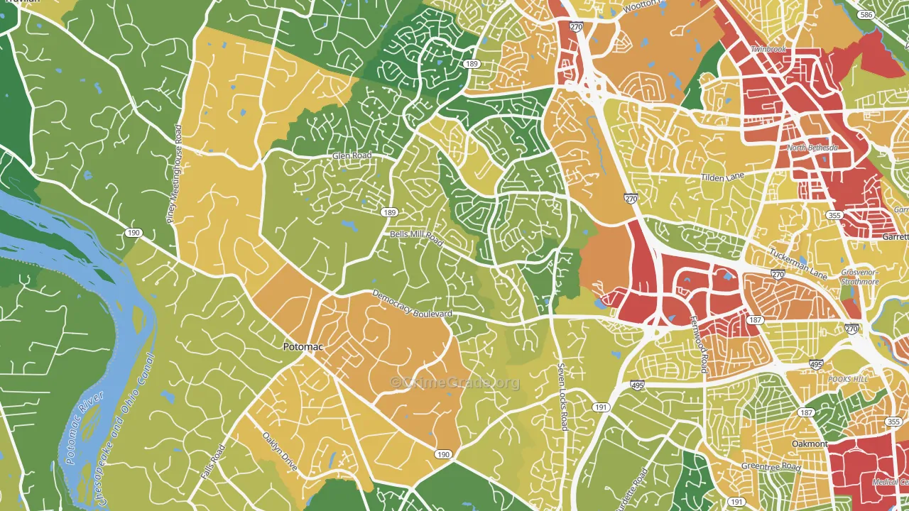 Potomac, MD Map of Theft Rates