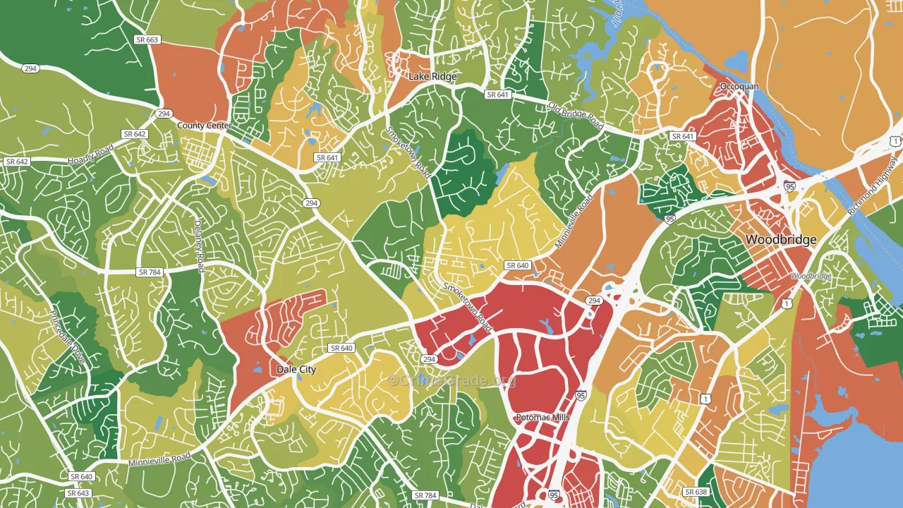 Potomac Mills, VA Map of Theft Rates