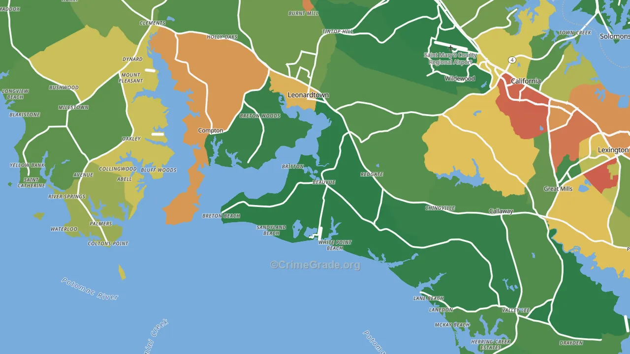 Potomac Shores, MD Map of Theft Rates