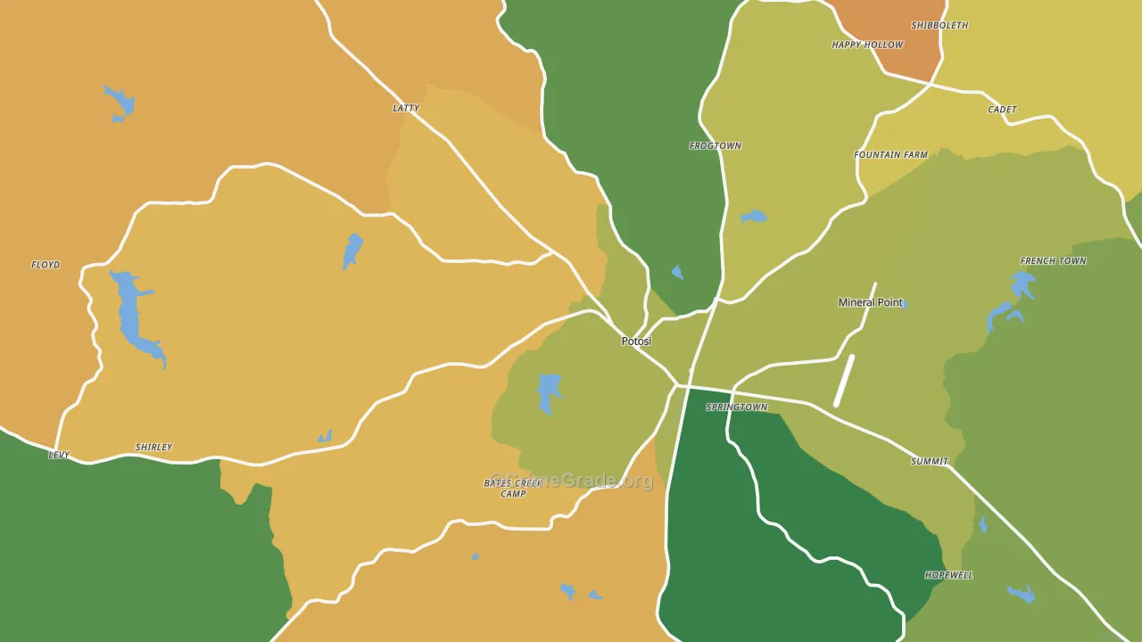 Potosi, MO Map of Theft Rates